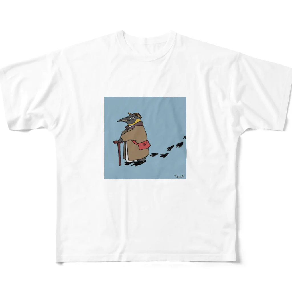 まきたまき子のへやのさすらいペンギン フルグラフィックTシャツ