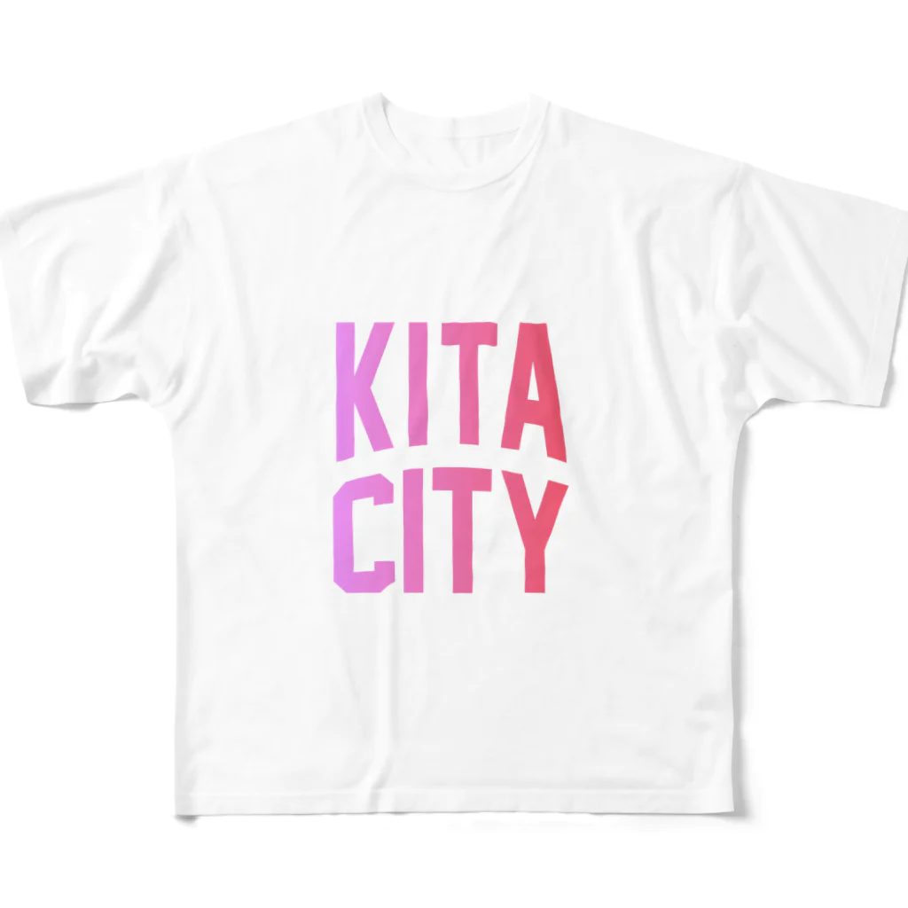JIMOTO Wear Local Japanの北区 KITA CITY ロゴピンク フルグラフィックTシャツ
