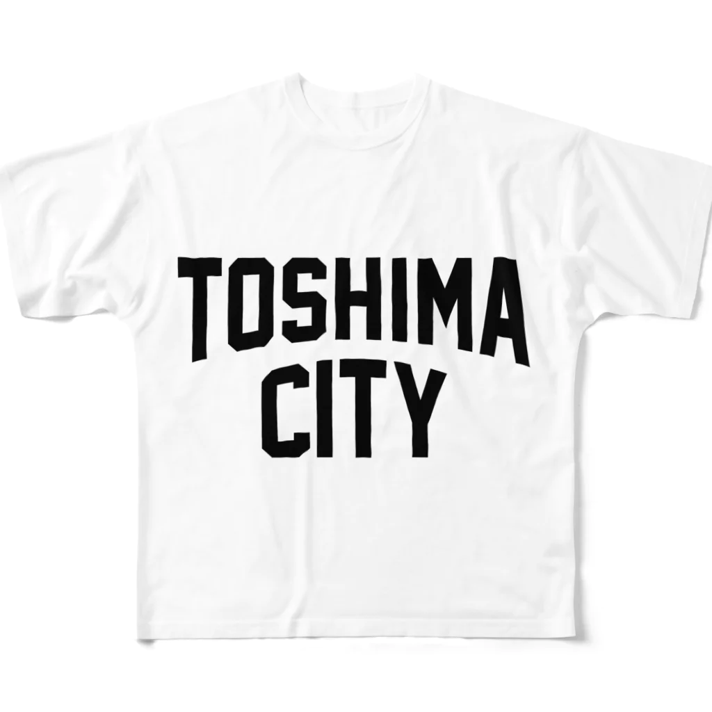 JIMOTO Wear Local Japanの豊島区 TOSHIMA CITY ロゴブラック フルグラフィックTシャツ