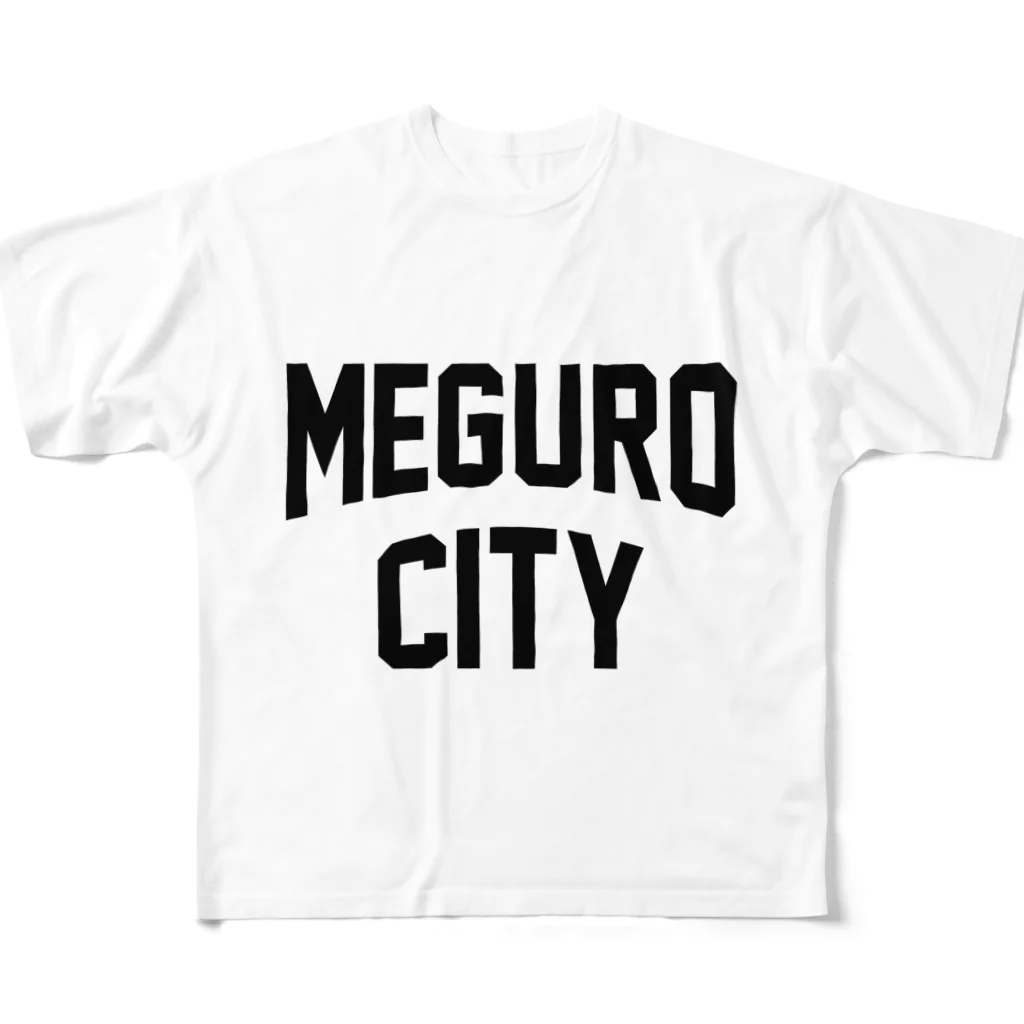 JIMOTO Wear Local Japanの目黒区 MEGURO CITY ロゴブラック フルグラフィックTシャツ
