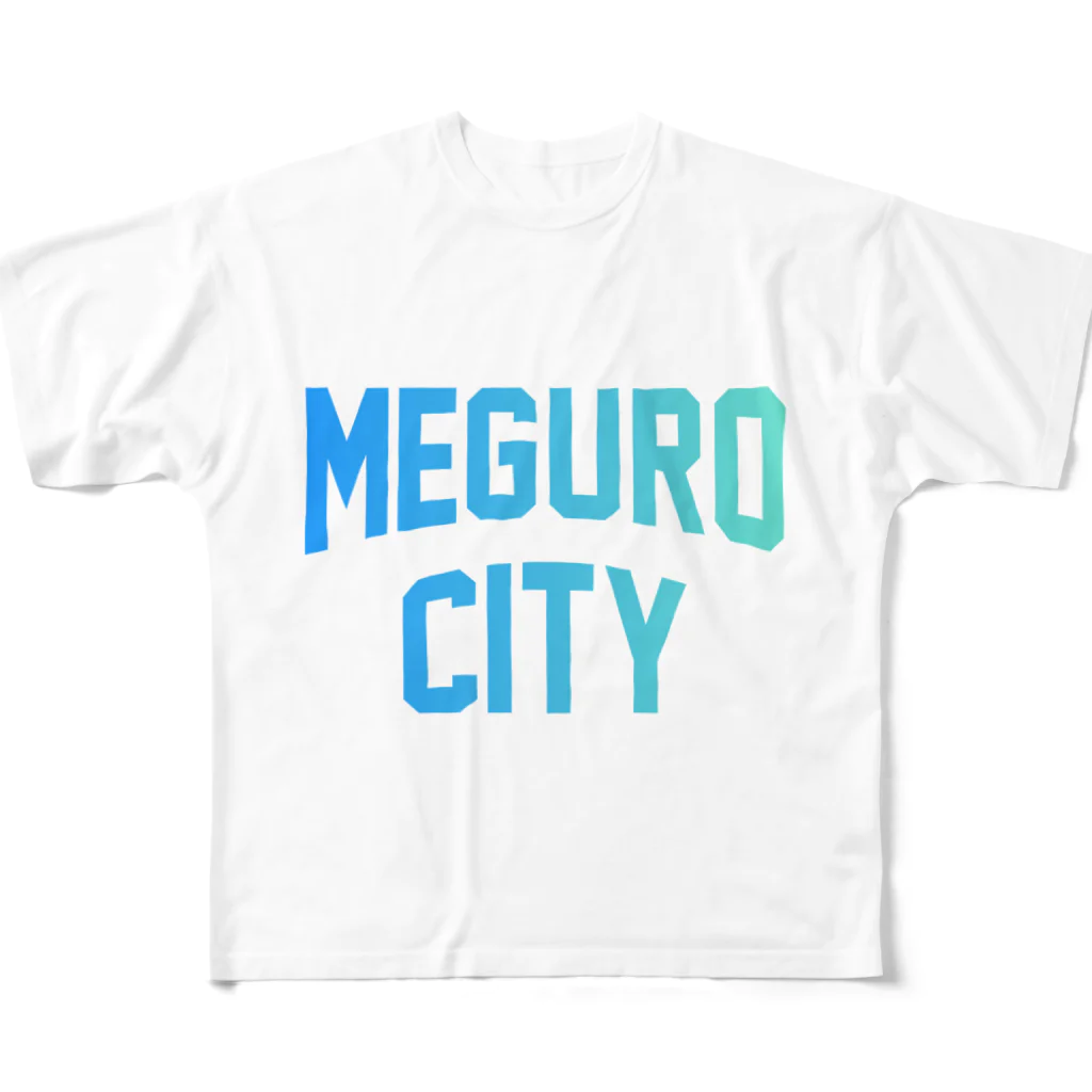 JIMOTO Wear Local Japanの目黒区 MEGURO CITY ロゴブルー フルグラフィックTシャツ