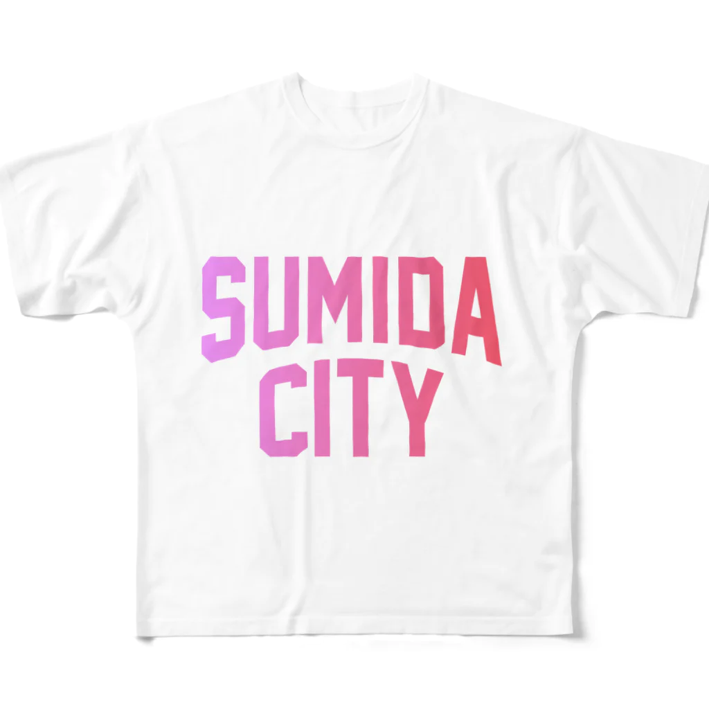 JIMOTO Wear Local Japanの墨田区 SUMIDA CITY ロゴピンク フルグラフィックTシャツ