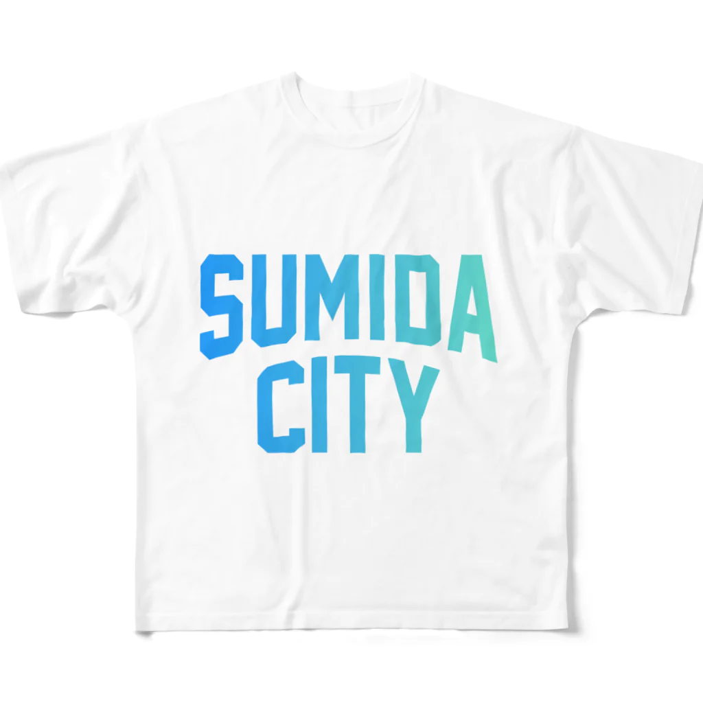 JIMOTO Wear Local Japanの墨田区 SUMIDA CITY ロゴブルー フルグラフィックTシャツ