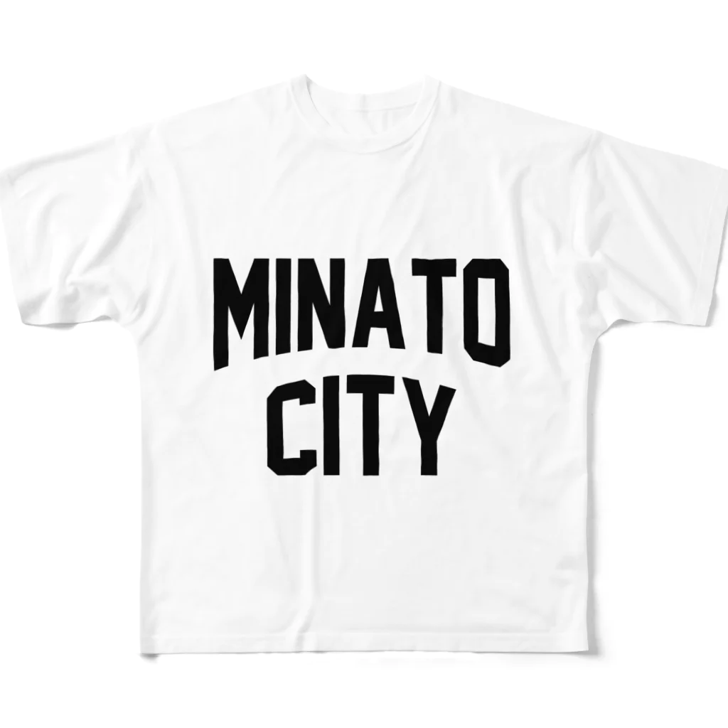 JIMOTO Wear Local Japanの港区 MINATO CITY ロゴブラック フルグラフィックTシャツ