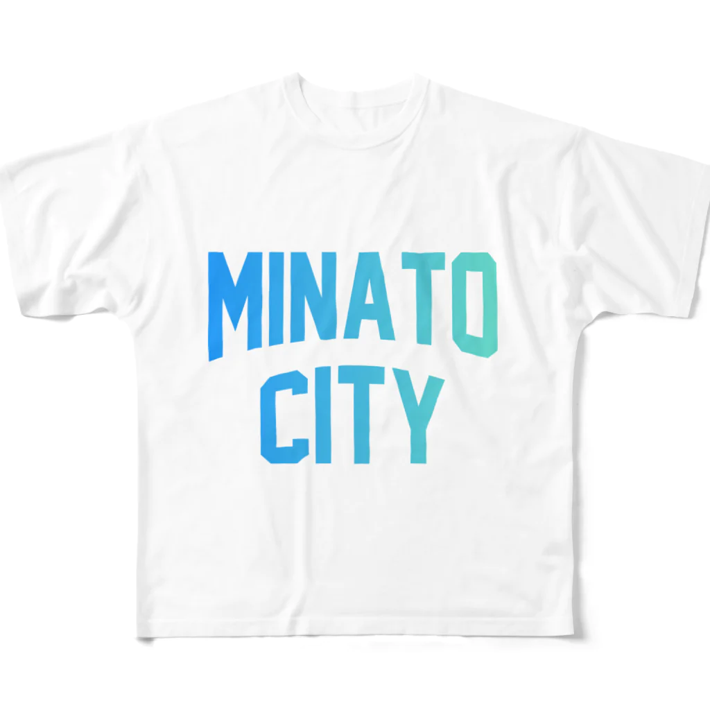 JIMOTO Wear Local Japanの港区 MINATO CITY ロゴブルー フルグラフィックTシャツ