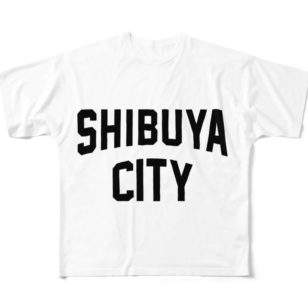 JIMOTO Wear Local Japanの渋谷区 SHIBUYA WARD ロゴブラック All-Over Print T-Shirt