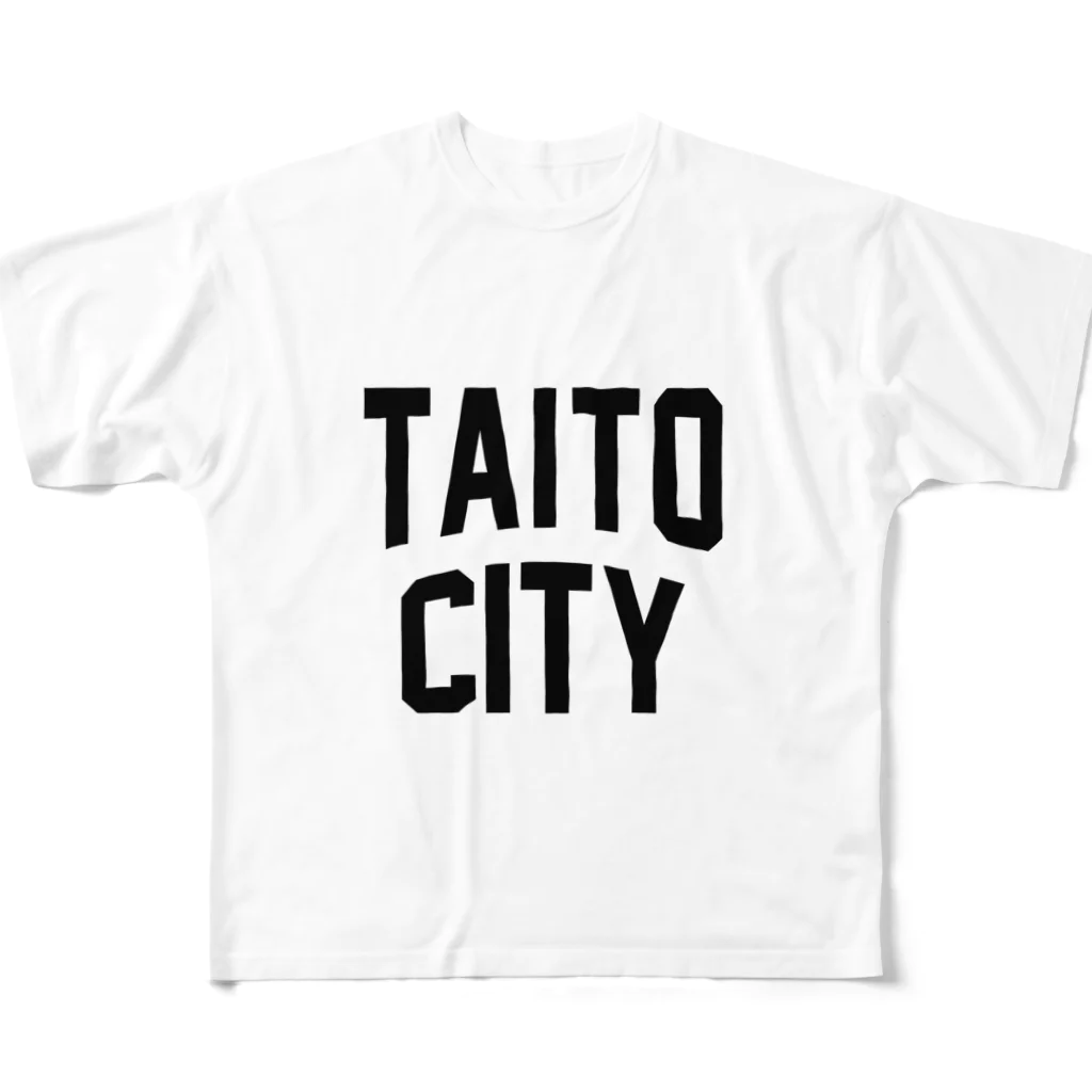 JIMOTO Wear Local Japanの台東区 TAITO WARD ロゴブラック フルグラフィックTシャツ