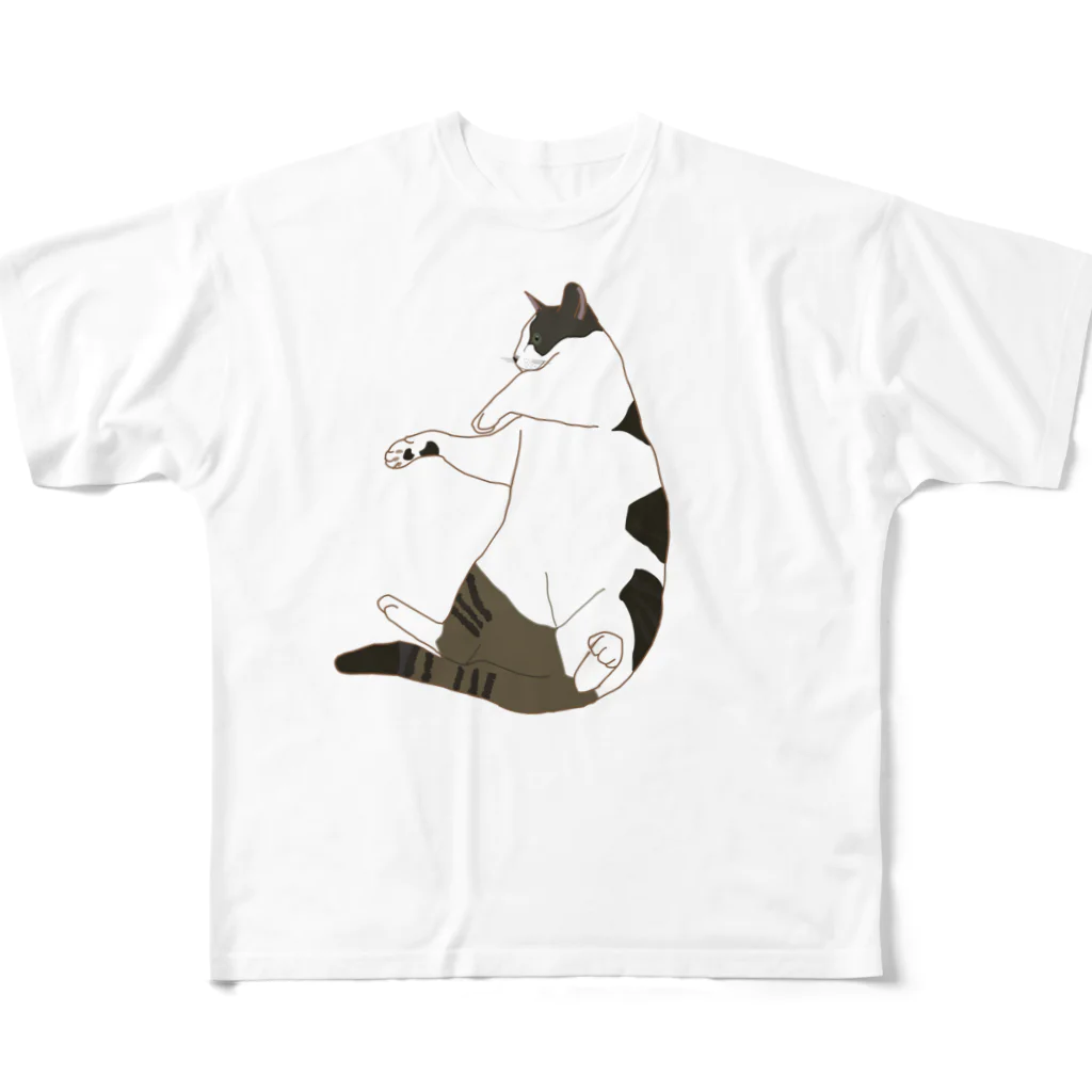 小鳥と映画館のもちもちニャンコ All-Over Print T-Shirt