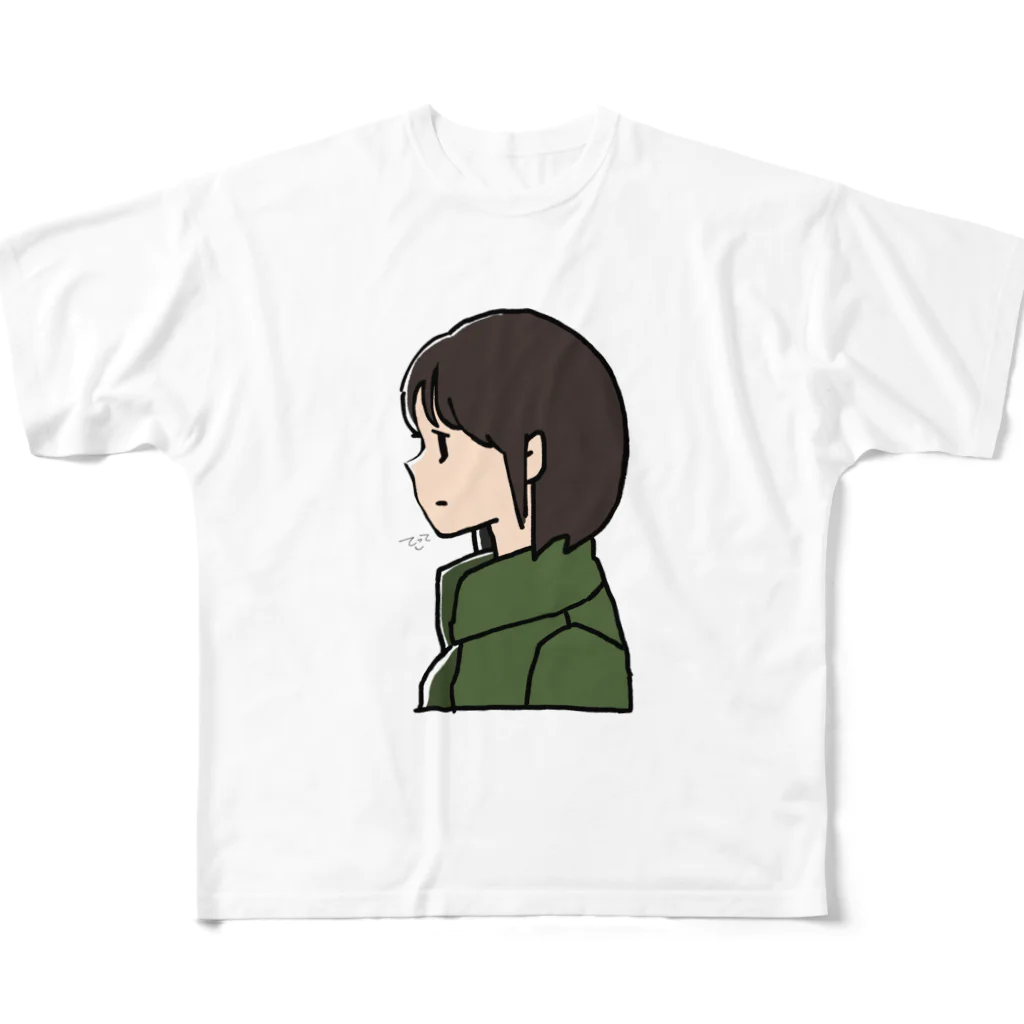 エヅ361の緑　横顔 フルグラフィックTシャツ