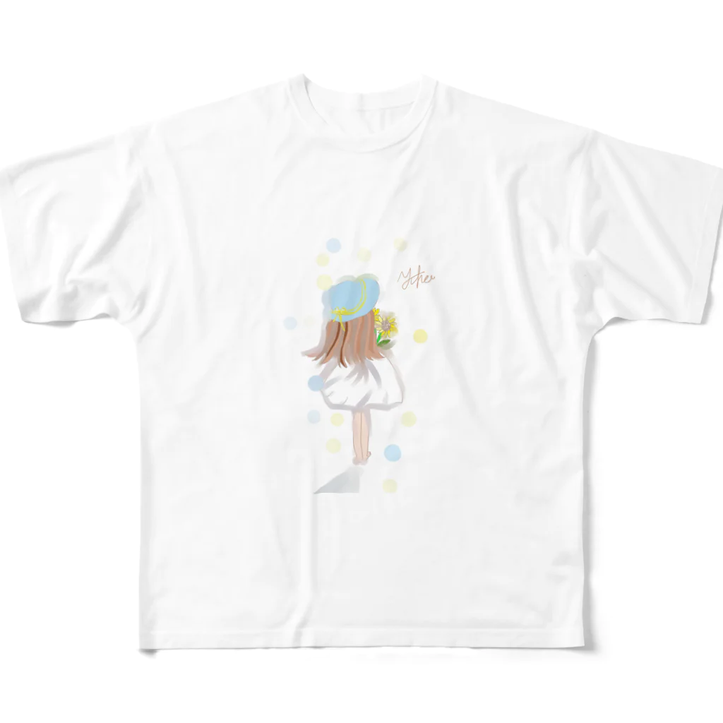 YUKOのひまわりと少女 All-Over Print T-Shirt
