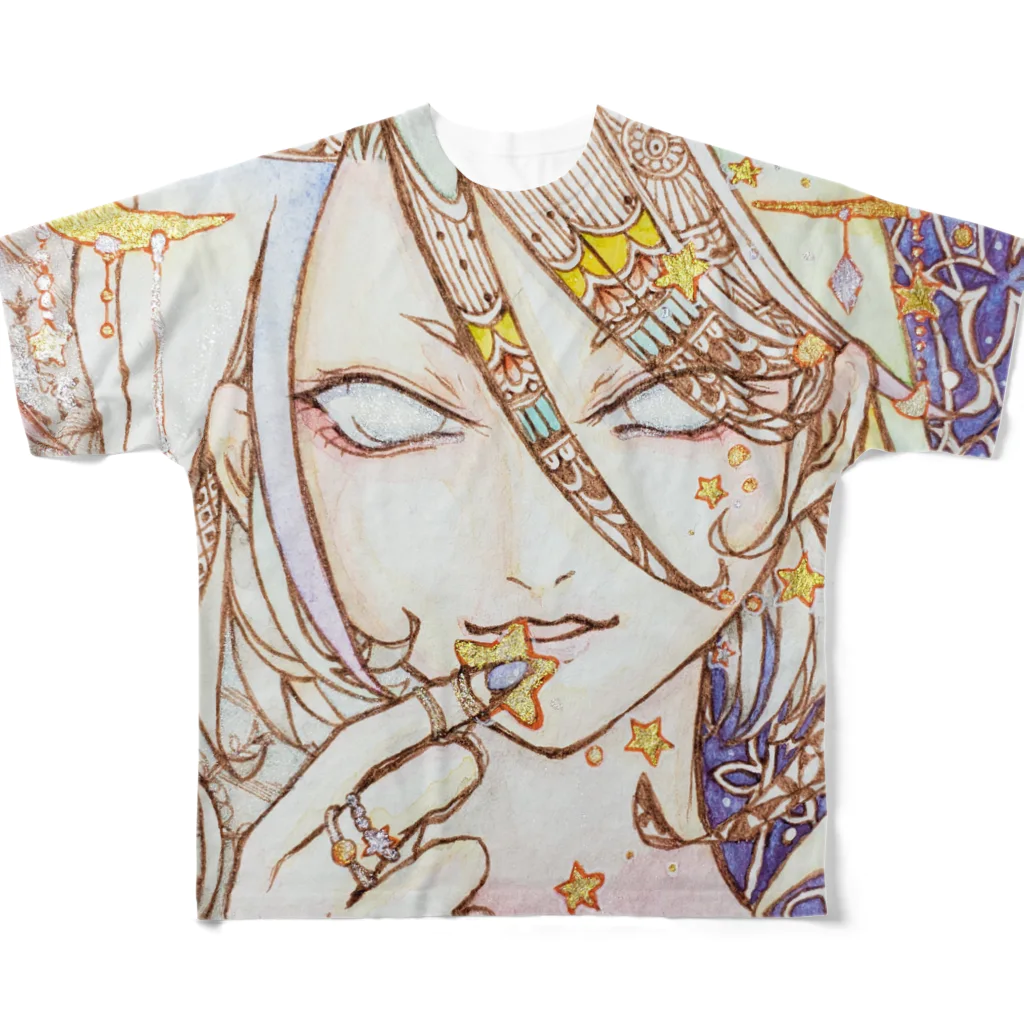 片翼の紅い宙の天使 All-Over Print T-Shirt