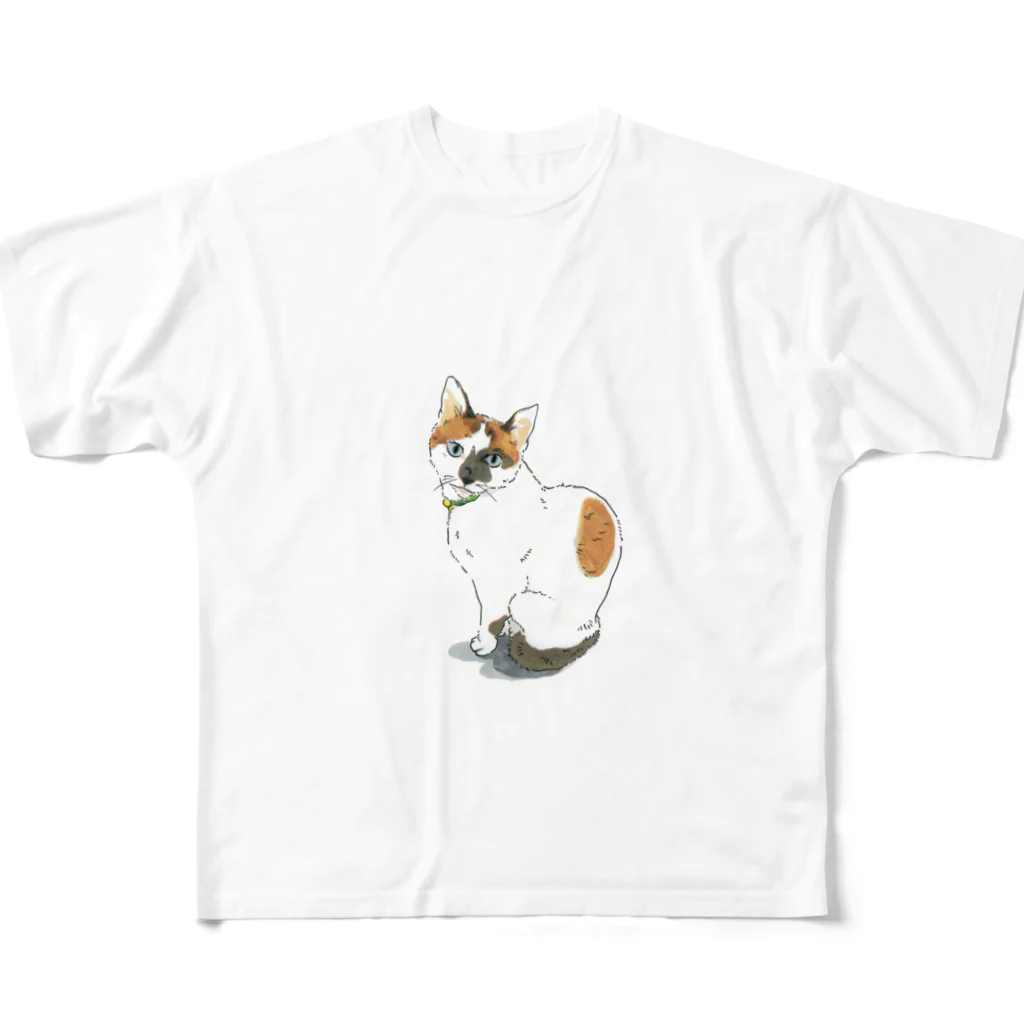 やまねくんの三毛猫　ねこ フルグラフィックTシャツ