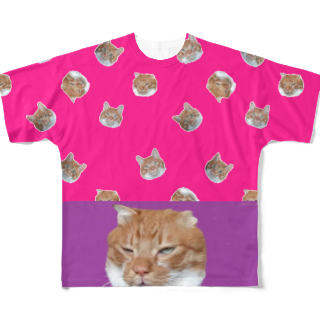 壁かべSHOP・SUZURI店の変な猫さん All-Over Print T-Shirt