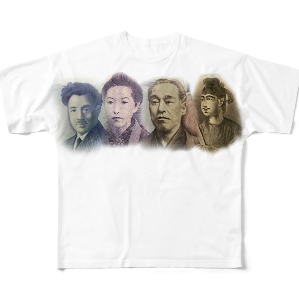 AAAstarsの福沢諭吉 野口英世　樋口一葉 聖徳太子 All-Over Print T-Shirt