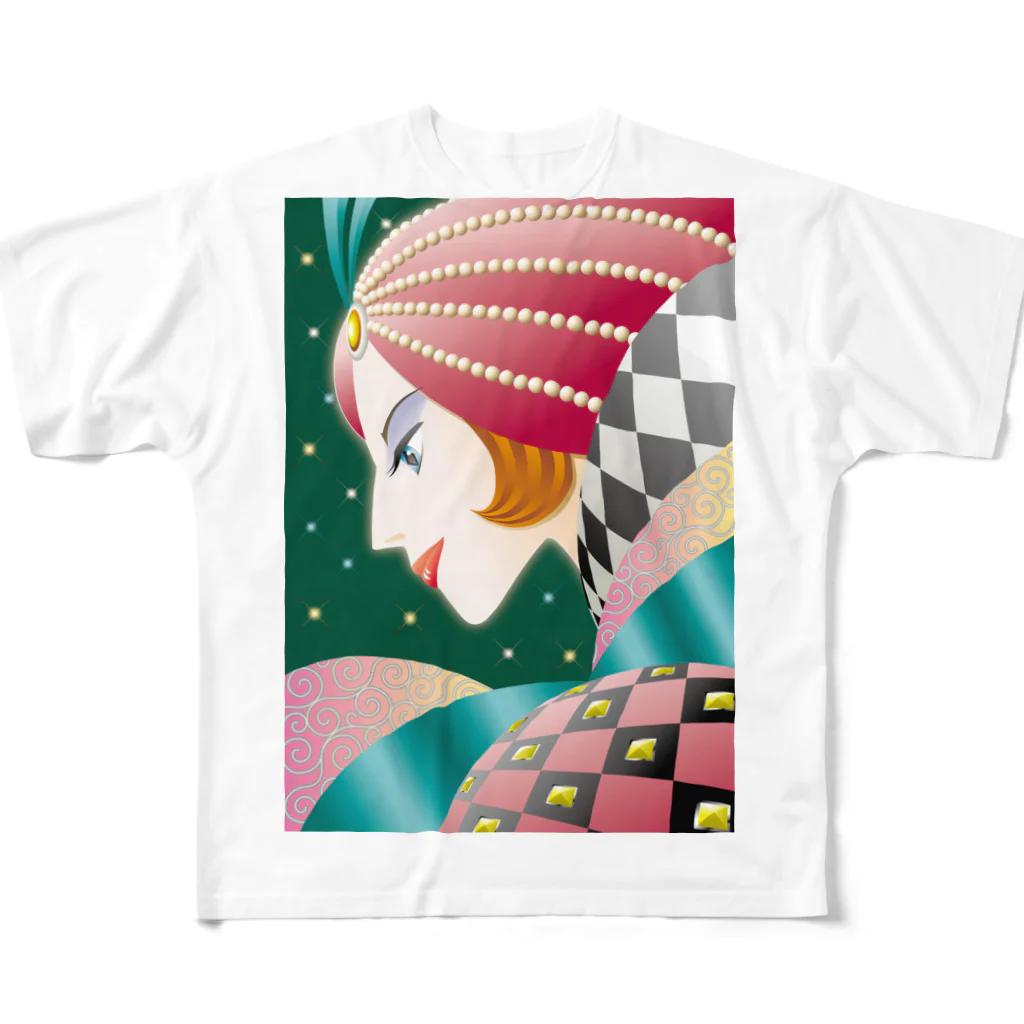 Shiancrealのアール・デコ フルグラフィックTシャツ
