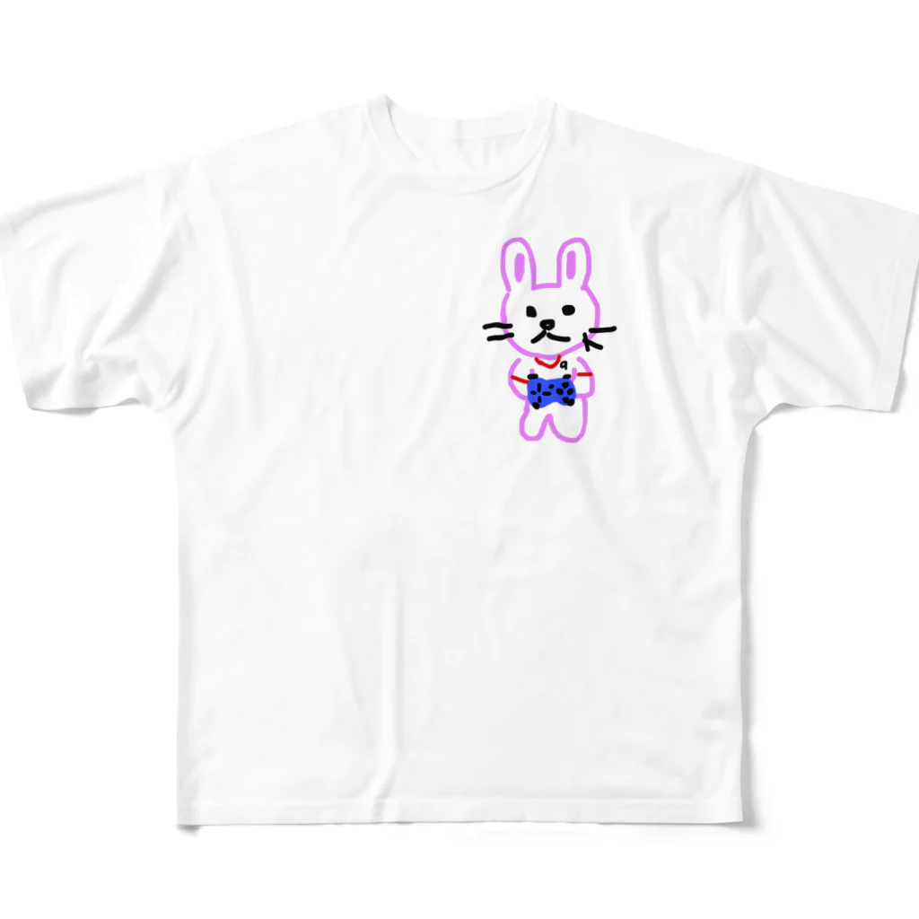 じゅりぽこのおみせのうさぽことゲームコントローラー フルグラフィックTシャツ