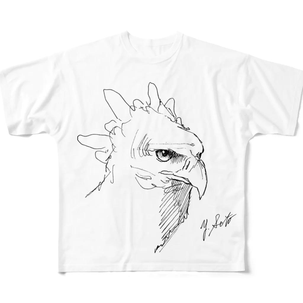 yusetoのカンムリクマタカのクロッキー All-Over Print T-Shirt