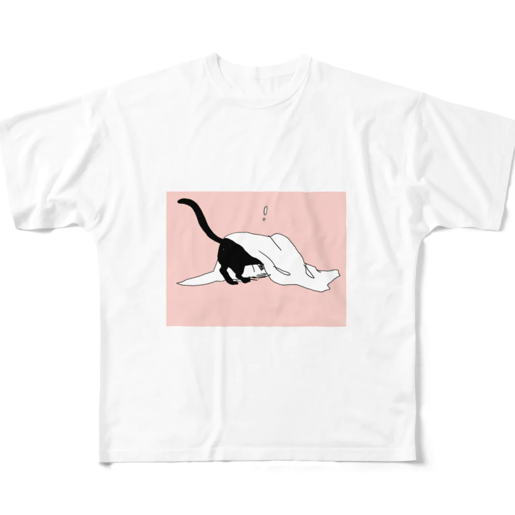 ドミニクのびっくり　ねこ フルグラフィックTシャツ