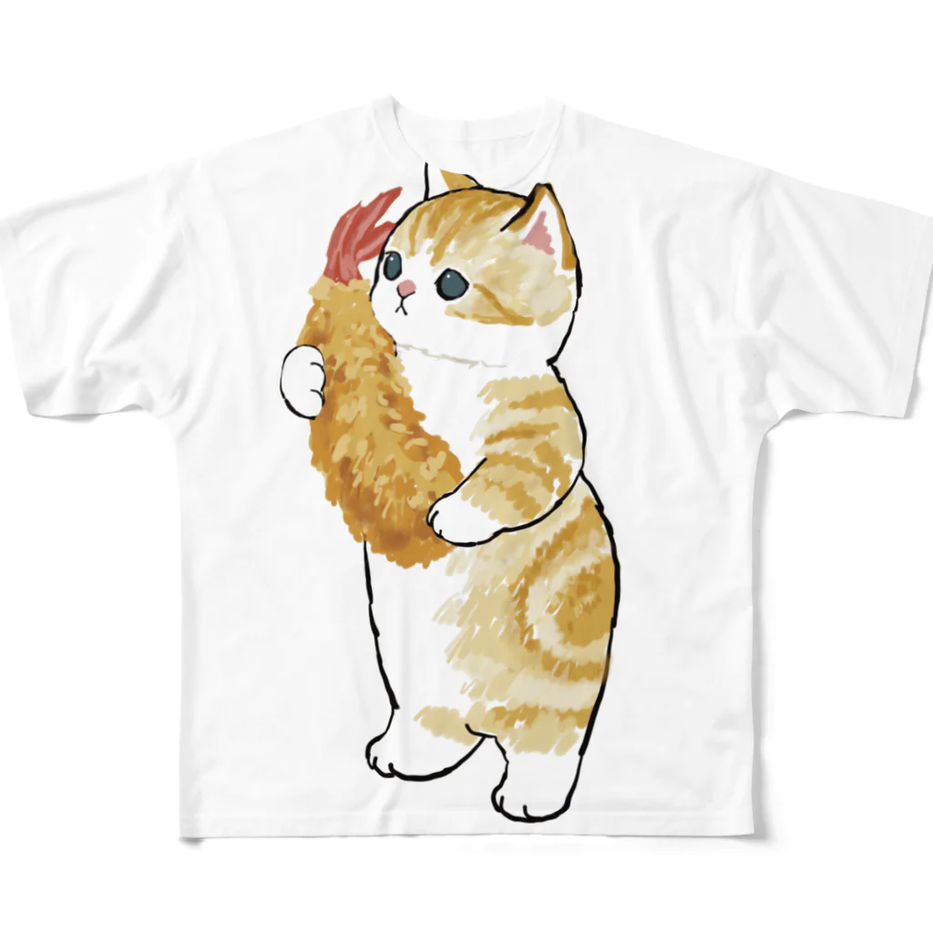 mofusandのえびふらいに恋するにゃん フルグラフィックTシャツ