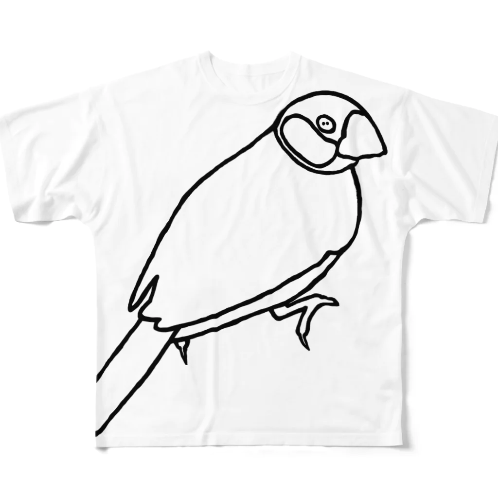 PiZakkuの桜文鳥　線画 フルグラフィックTシャツ