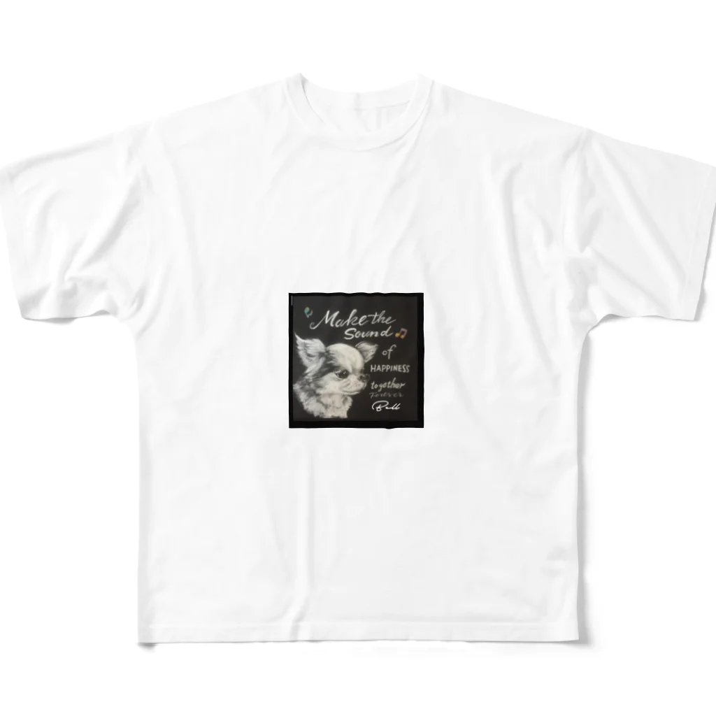 ぱすてるPOPの黒板わんにゃんのチワワのベルちゃん All-Over Print T-Shirt