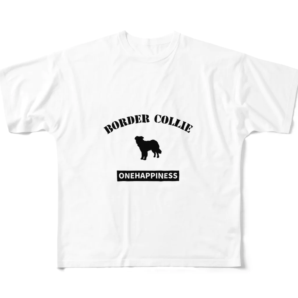 onehappinessのボーダーコリー  ONEHAPPINESS　 フルグラフィックTシャツ