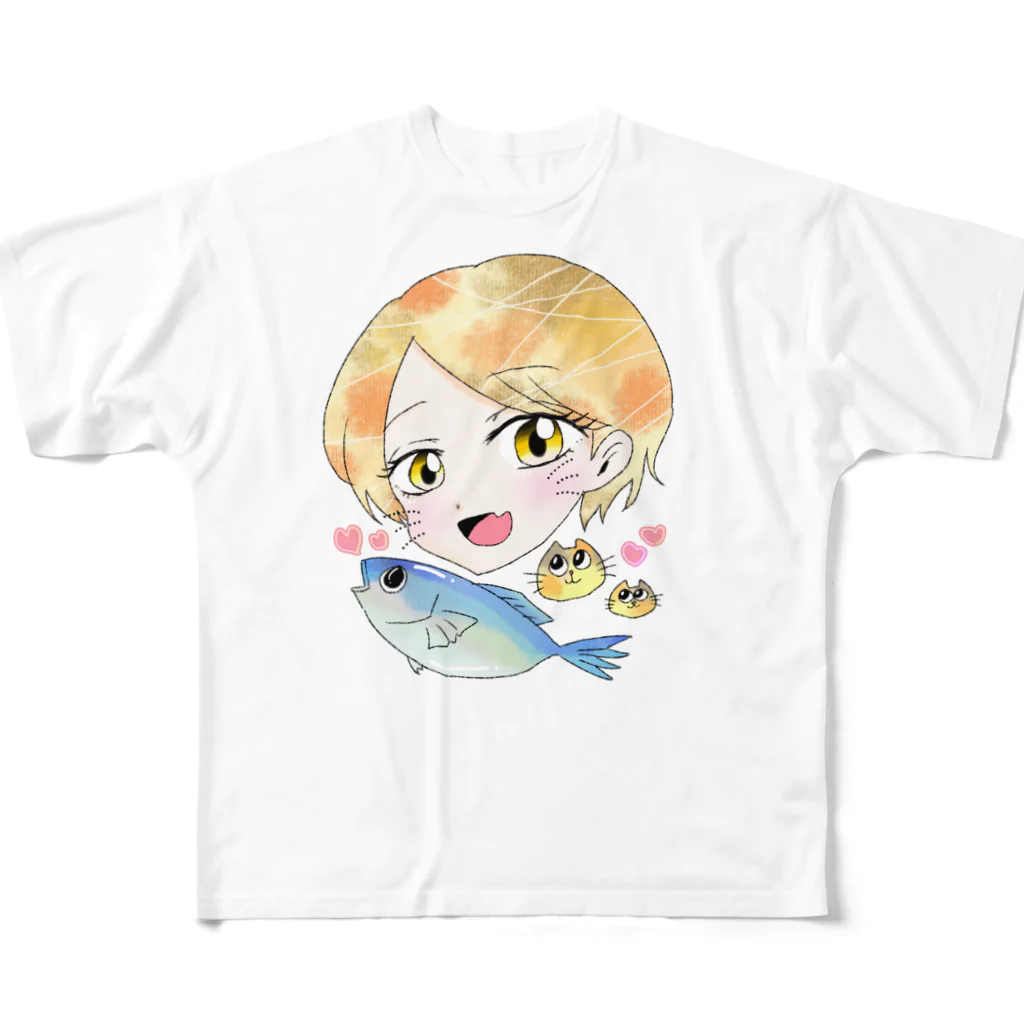 兄さん姉さんの三毛猫さん女の子！ フルグラフィックTシャツ