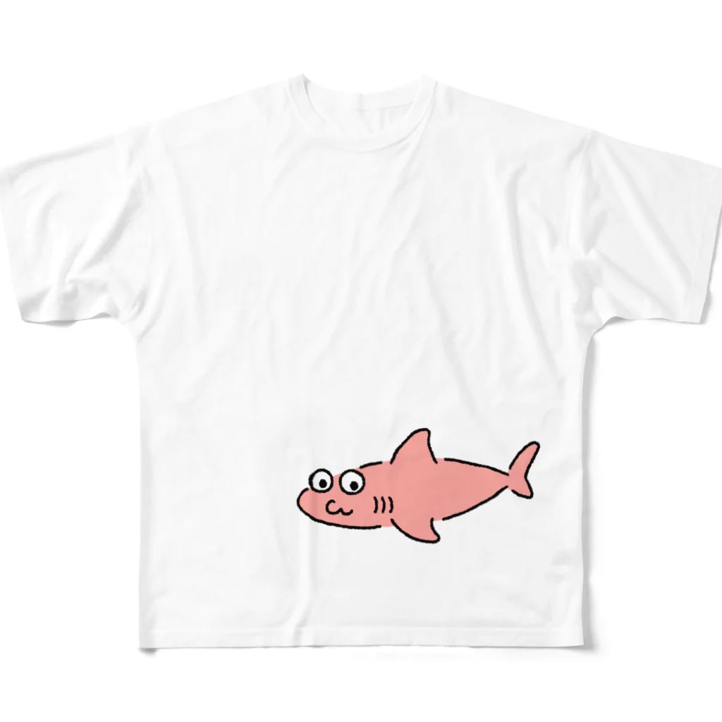 サメ わりとおもいのサメ？はピンク All-Over Print T-Shirt