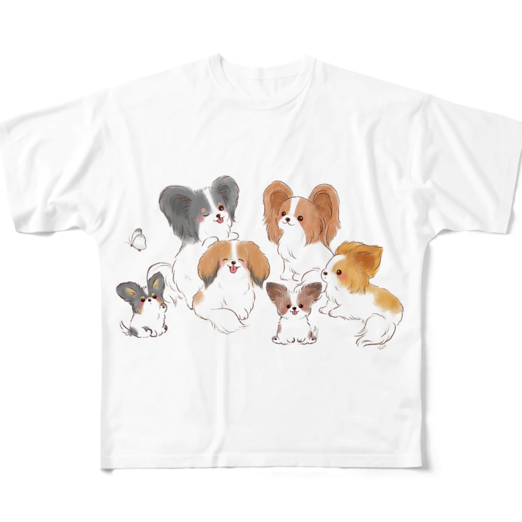 くろさわゆいのパピヨン大集合 フルグラフィックTシャツ