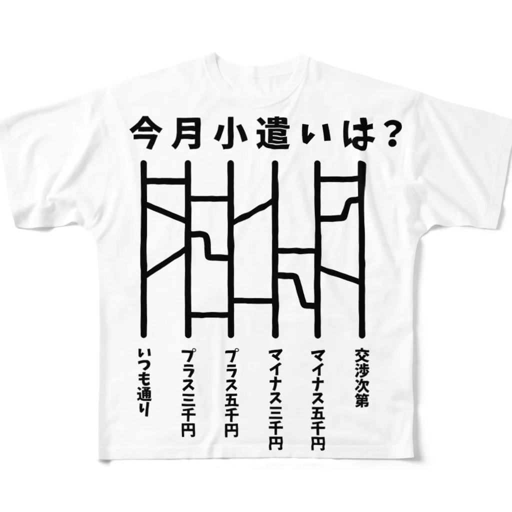 ハナのお店の今月小遣いは？（あみだくじ） All-Over Print T-Shirt