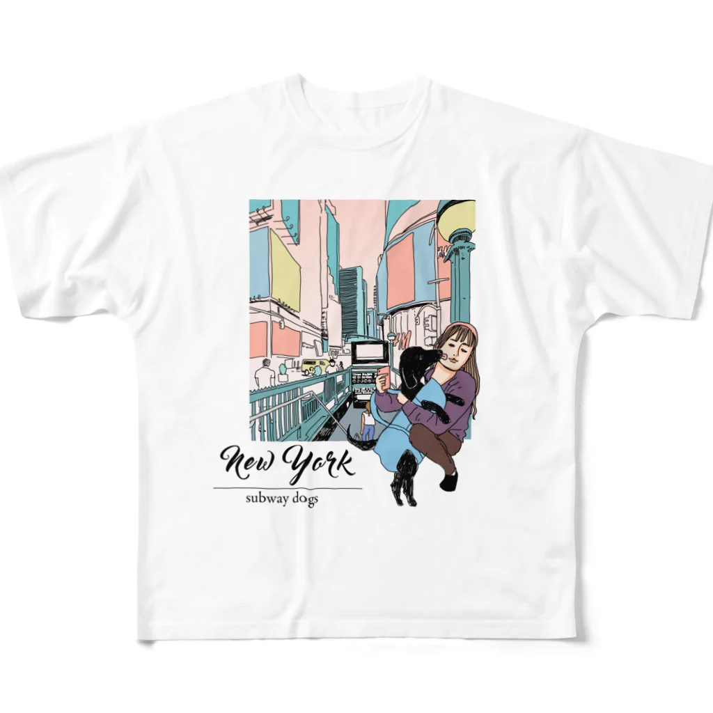 ロンドンとニューヨークから配信しています。のYKKとクロエ in ニューヨーク(カラー) All-Over Print T-Shirt