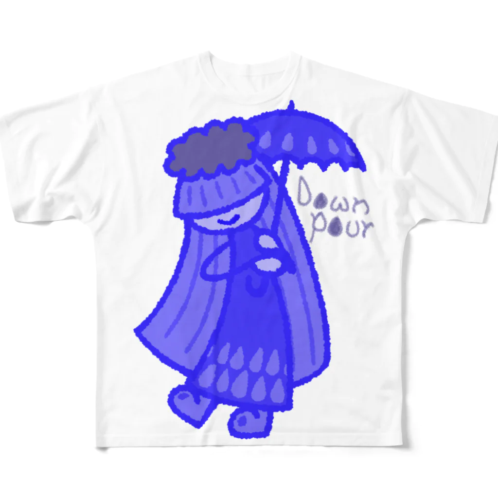 ウサネコのウェザーず＊ドシャブリさん All-Over Print T-Shirt