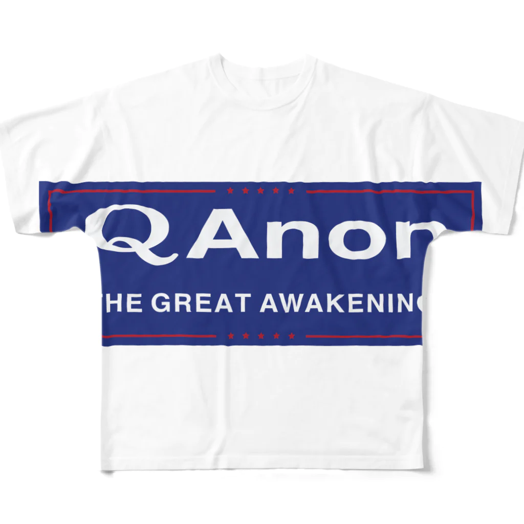 DRIPPEDのQAnon THE GREAT AWAKENING! 白ロゴ フルグラフィックTシャツ