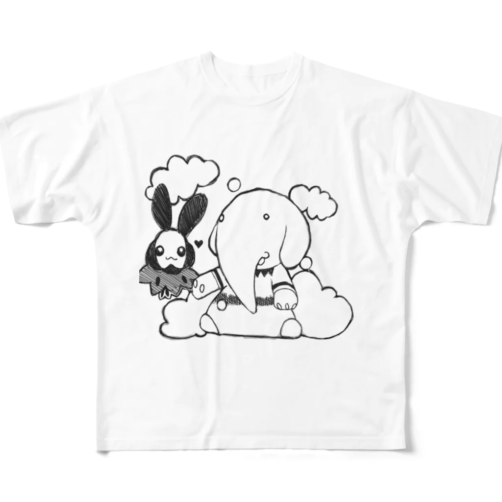 yuringのぱおんくんとうさはねちゃん。 フルグラフィックTシャツ