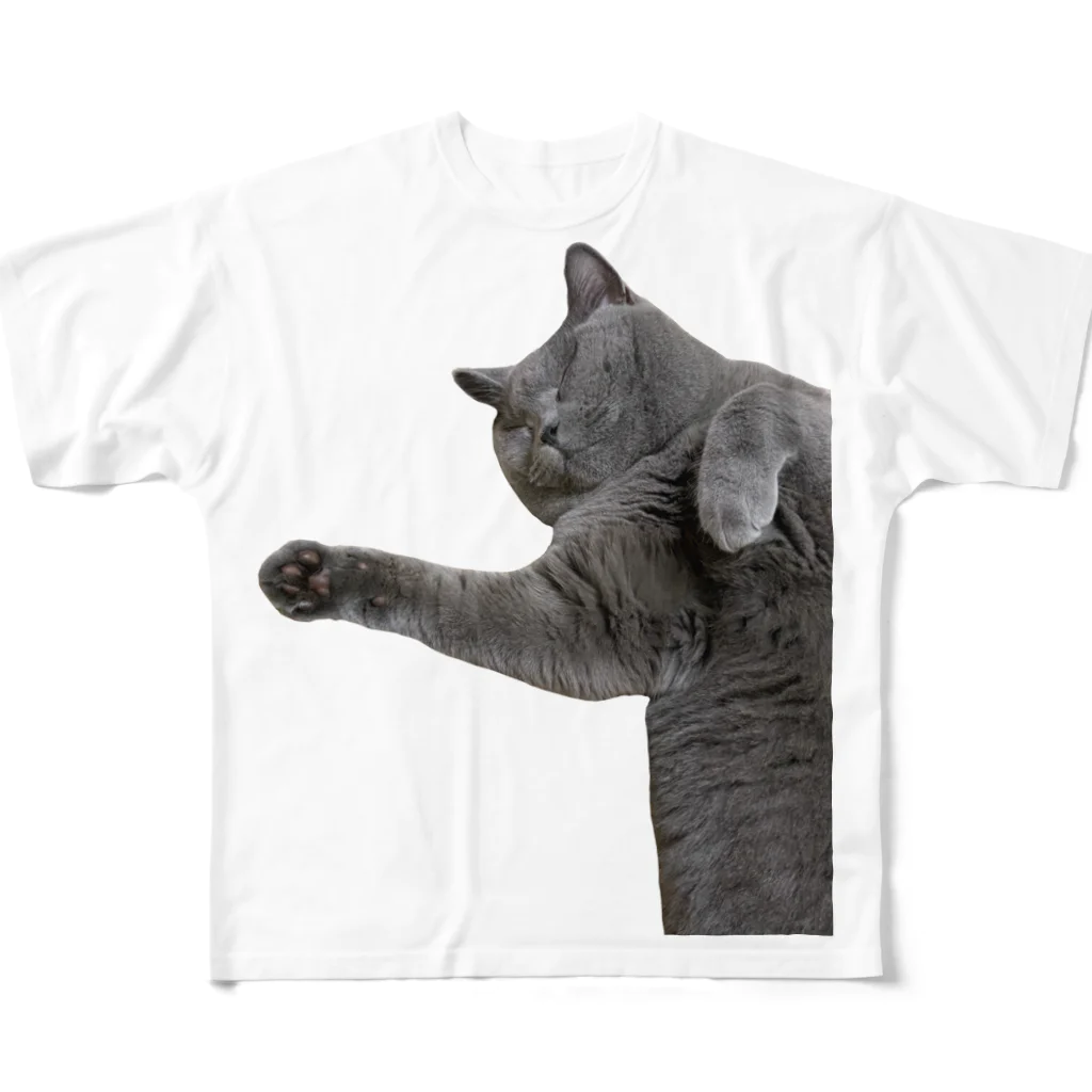 むっちり猫のむっちり丸のむっちり丸スヤスヤ フルグラフィックTシャツ