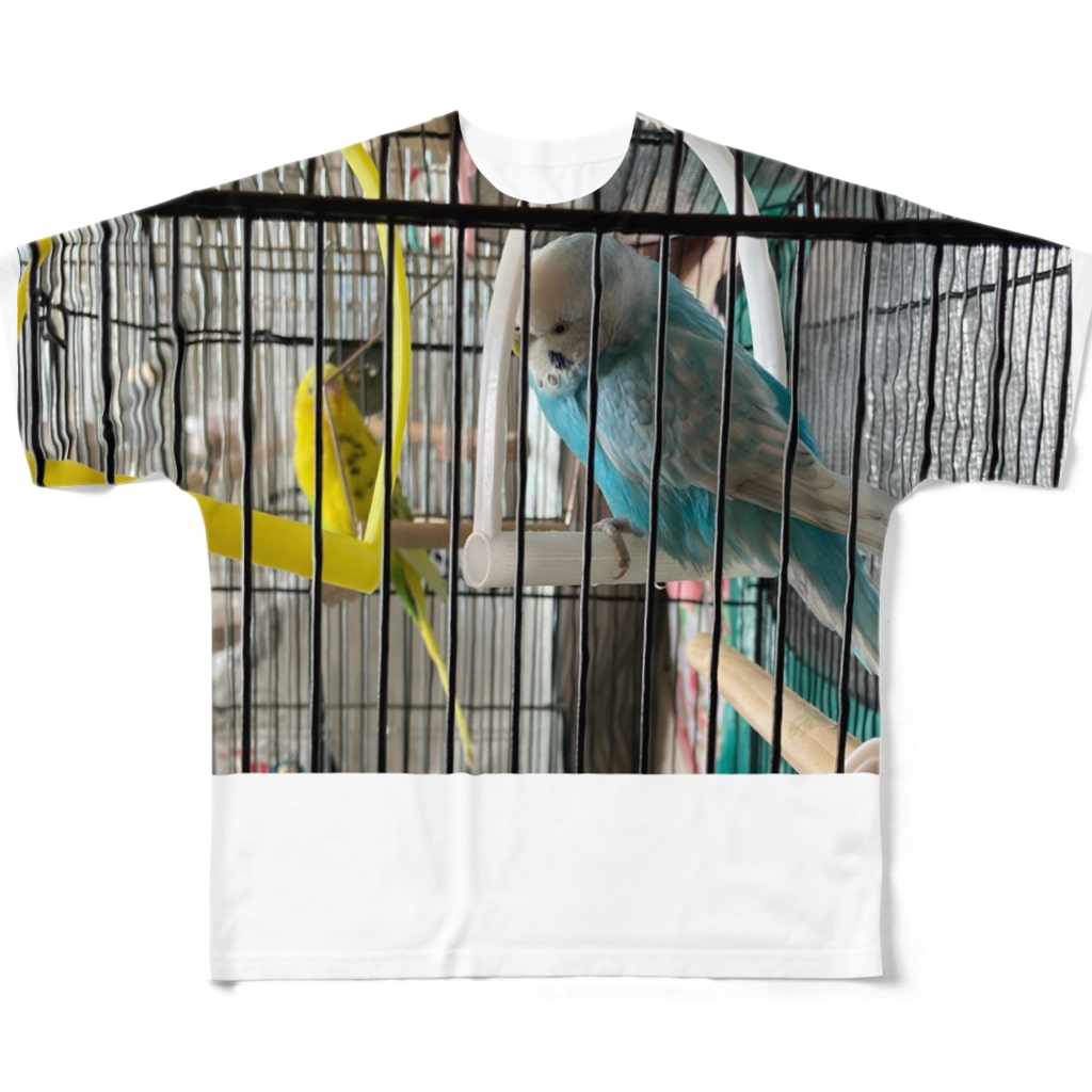 首を傾げるインコ All Over Print T Shirt By インコアンド Inko Suzuri