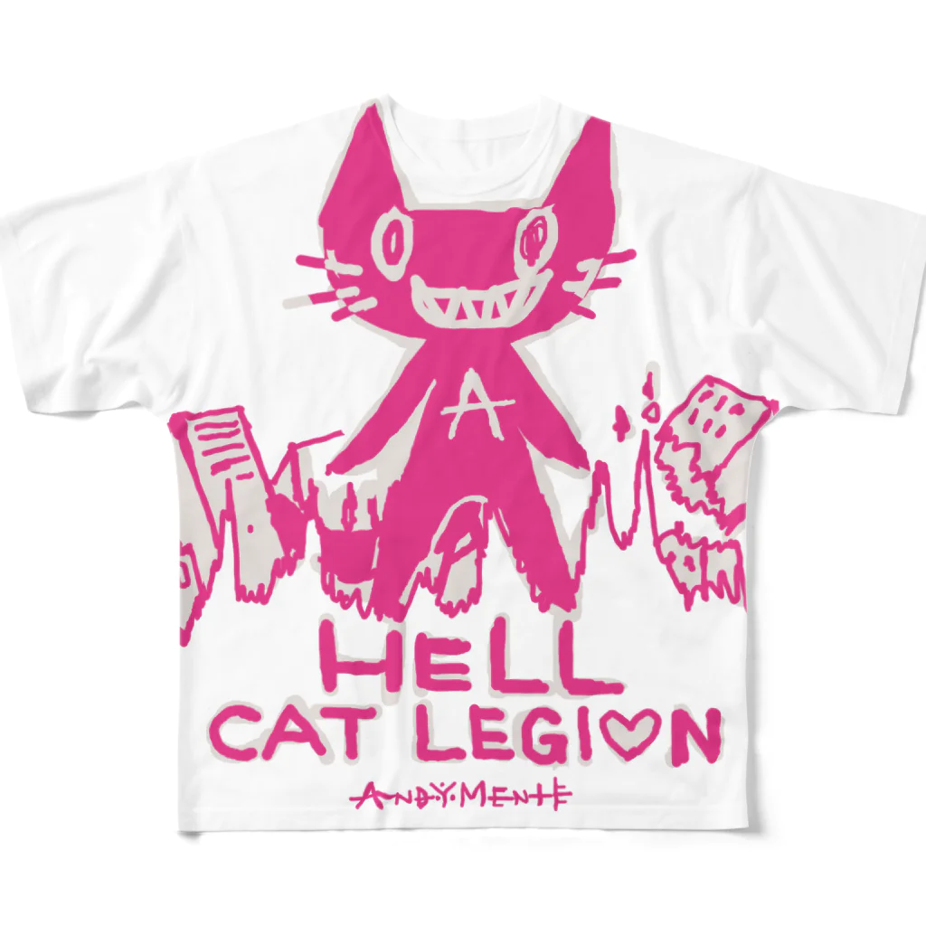 andymenteのHELL CAT REGION All-Over Print T-Shirt