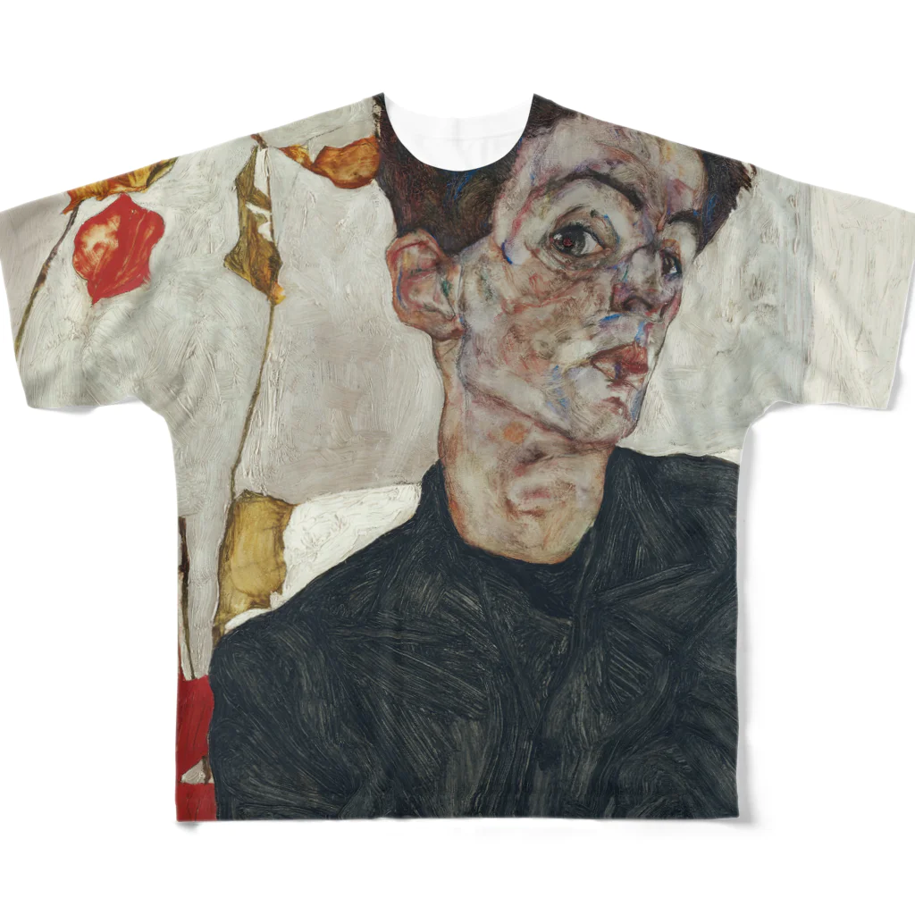 art-standard（アートスタンダード）のエゴン シーレ（Egon Schiele） / 自画像（Self-Portrait with Physalis） 1912 フルグラフィックTシャツ