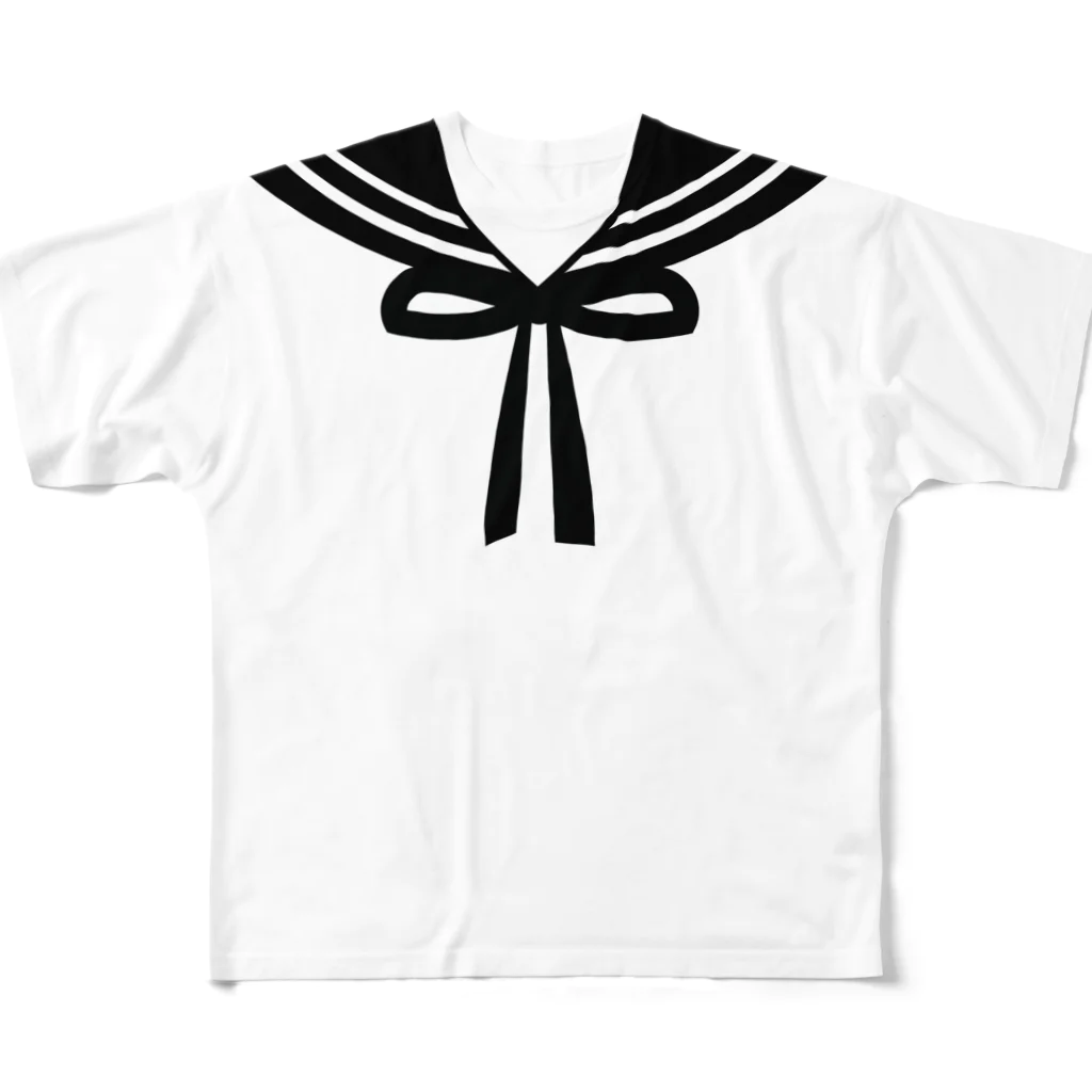 きとぅん・から〜／仔猫の首輪の白猫セーラープリント All-Over Print T-Shirt