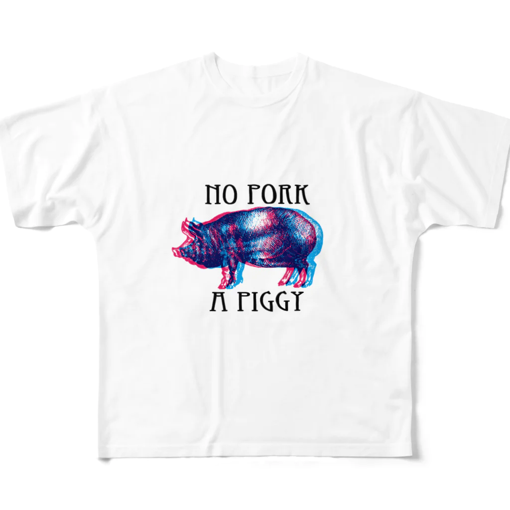 グラフィンのブタだ!豚肉じゃねーよ! A PIGGY NO PORK フルグラフィックTシャツ