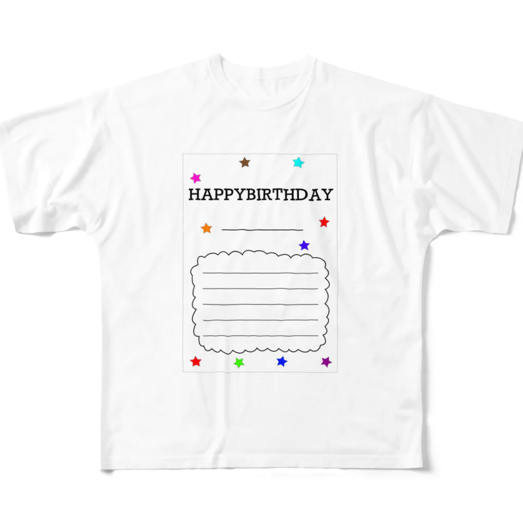 everyday_happybirthdayの誕生日メッセージカード フルグラフィックTシャツ