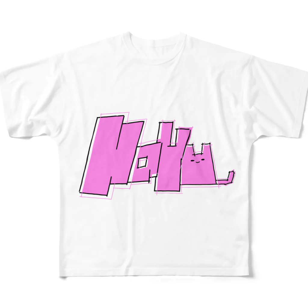 在原なゆ🐱のNayunyan pink All-Over Print T-Shirt