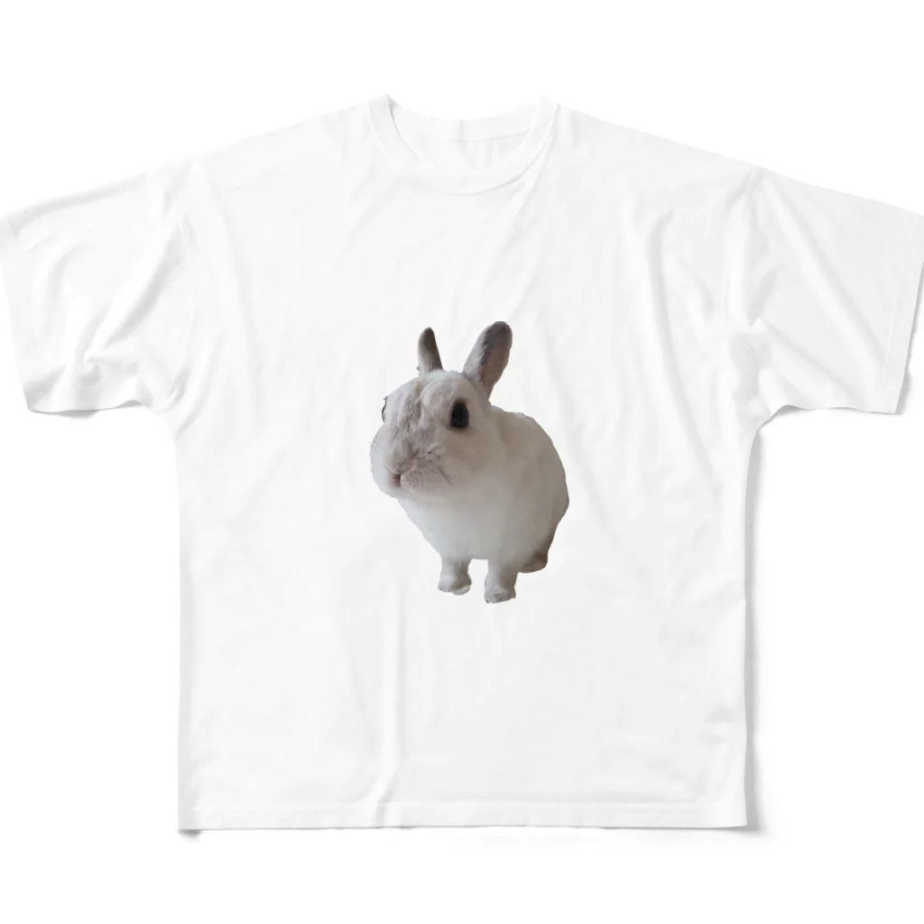PRESQUEのうさぎのぽぽ/シンプル フルグラフィックTシャツ