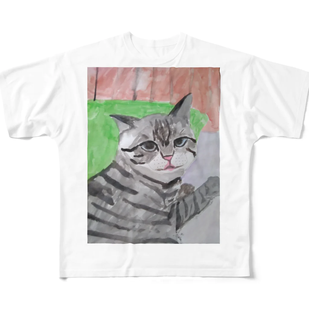 ねこの森でお散歩のシャムミックスちゃん All-Over Print T-Shirt