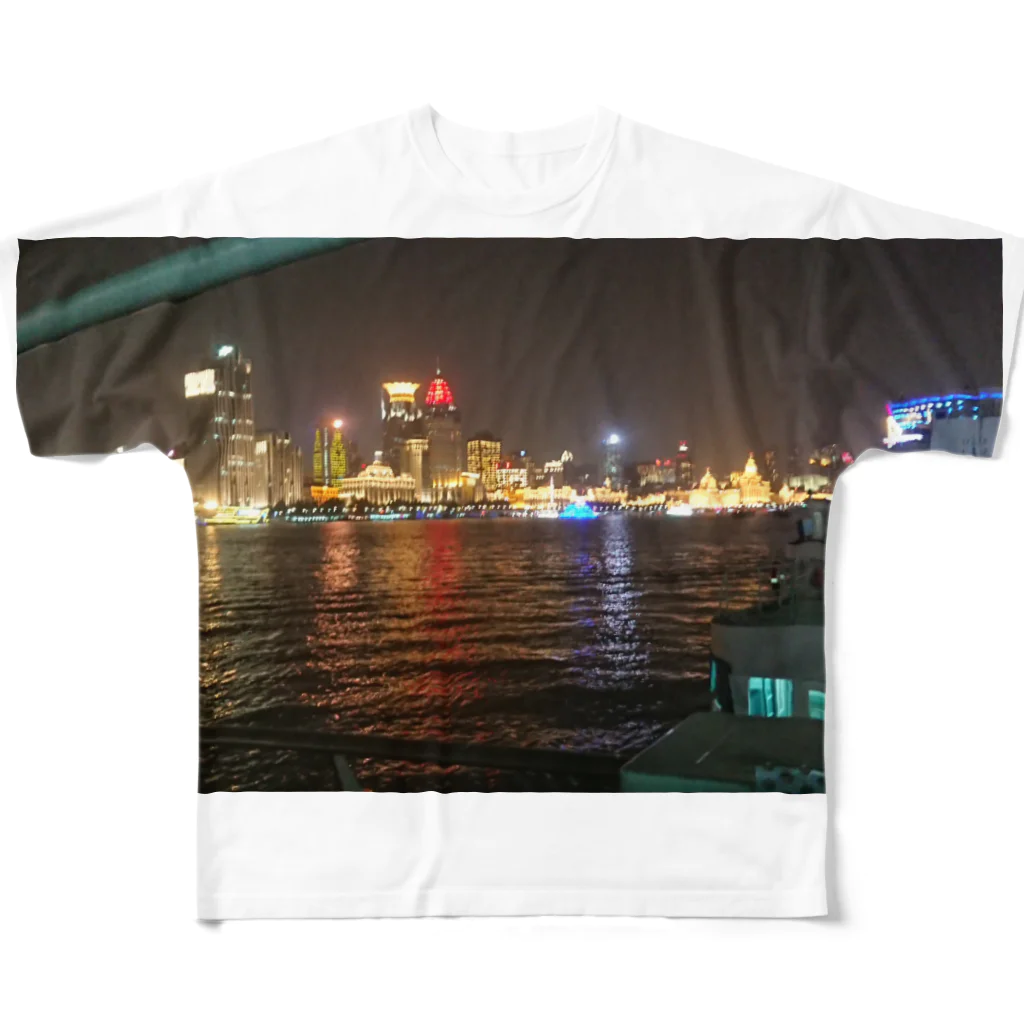 月華の夜上海船上情景 フルグラフィックTシャツ