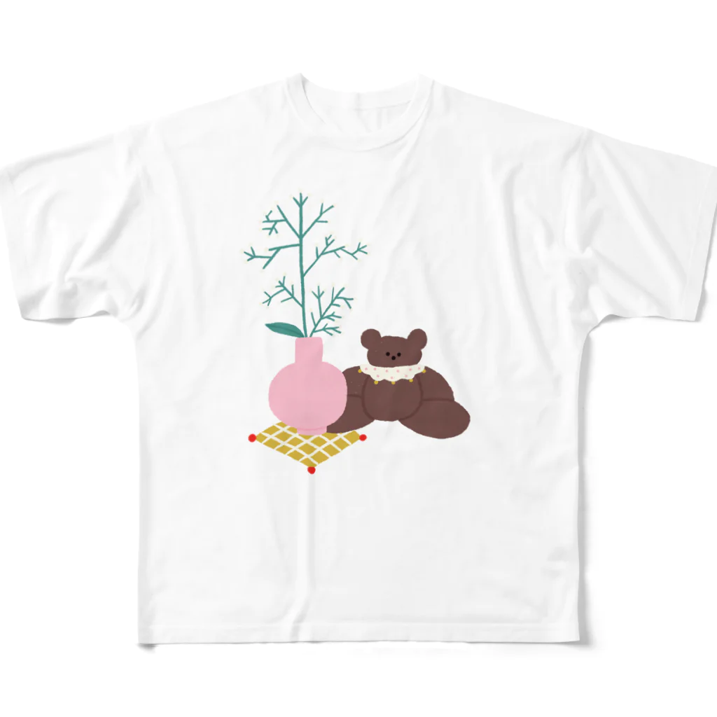 かわべしおん | イラストレーターのカスミソウとぬいぐるみ All-Over Print T-Shirt