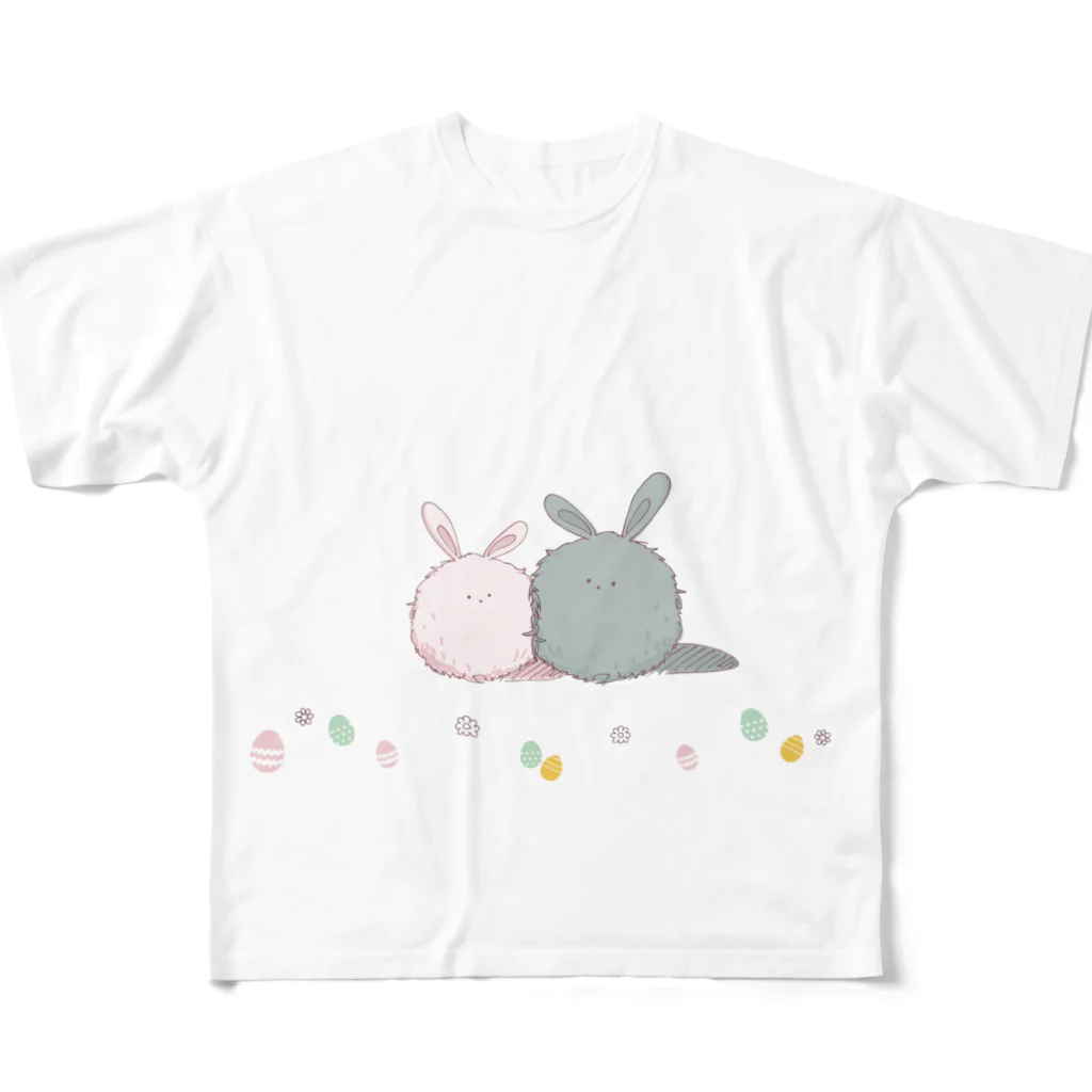 momomo_omiのイースターなうさちゃん All-Over Print T-Shirt