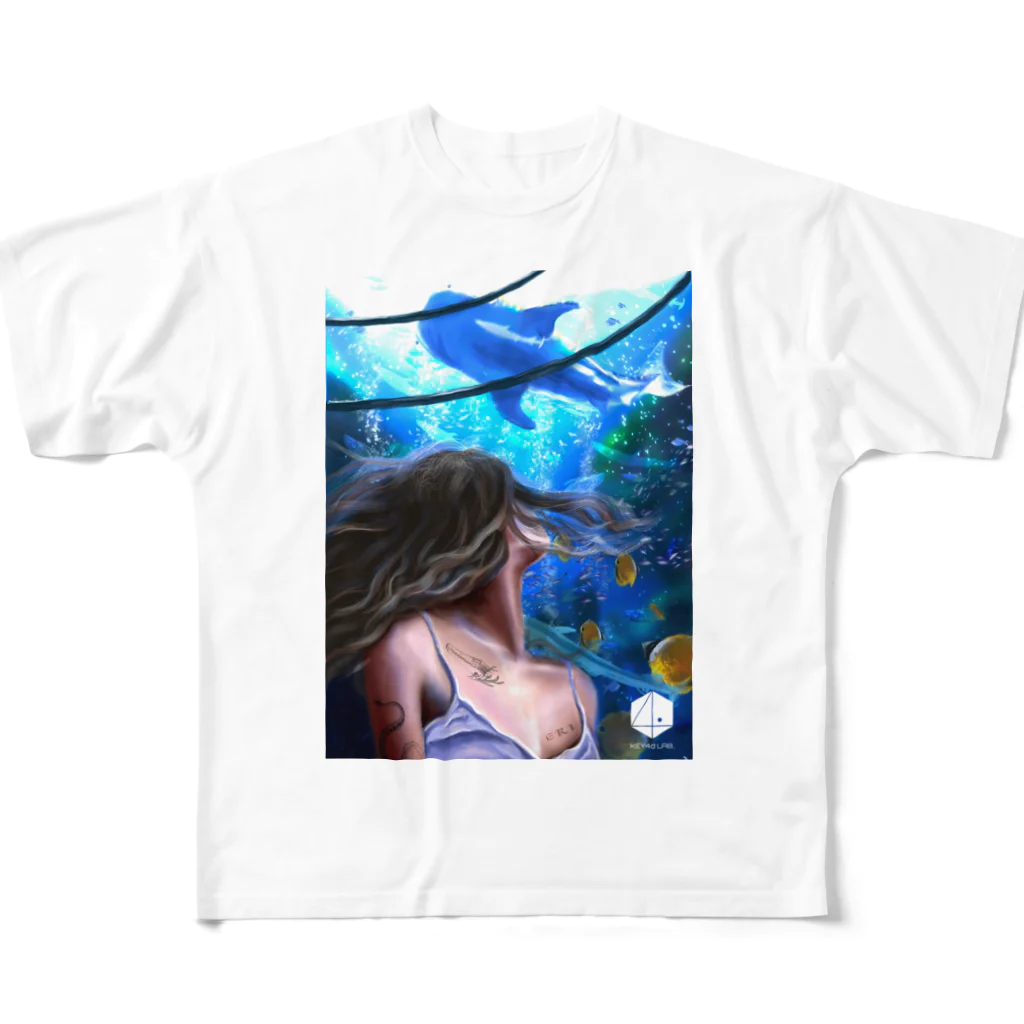 Eri@KEY4d LAB.のジンベイザメのいる水族館 フルグラフィックTシャツ