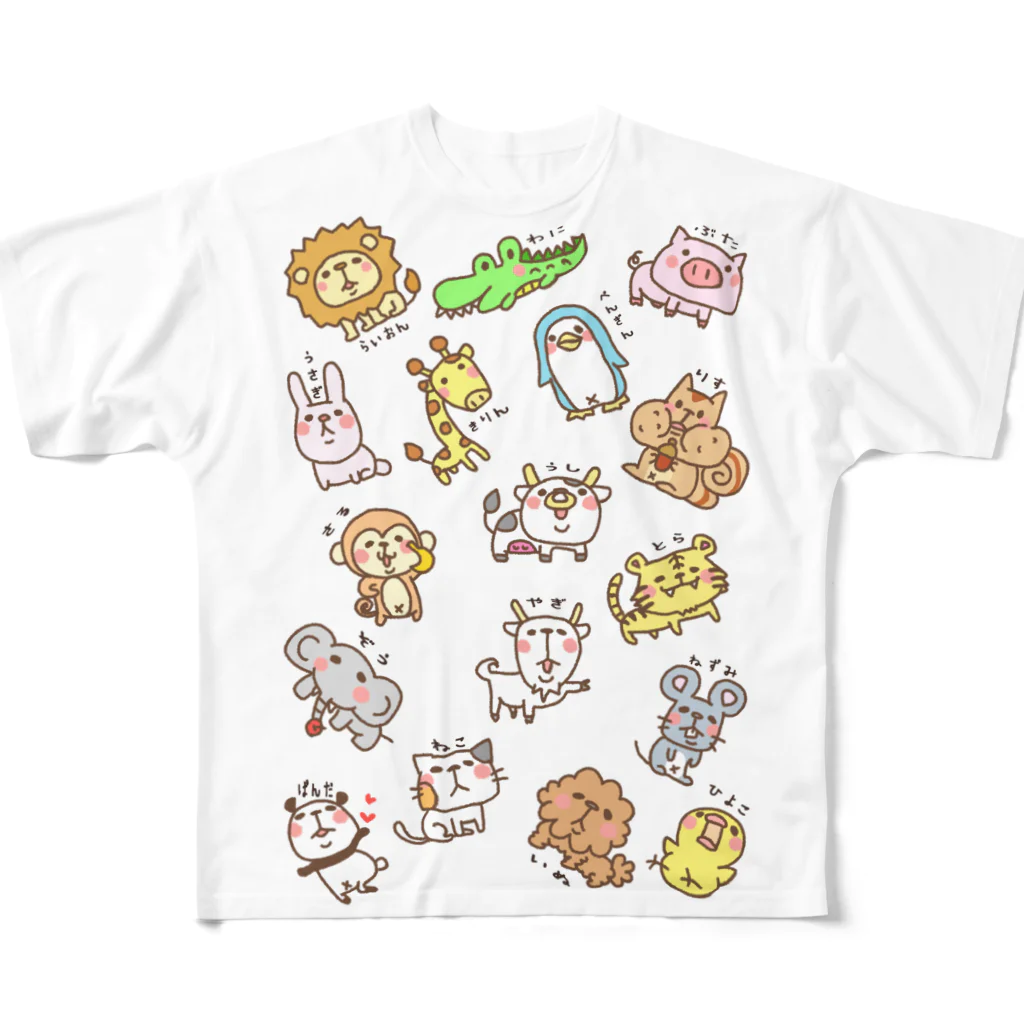 NEKOZE PANDAのあにまるず フルグラフィックTシャツ