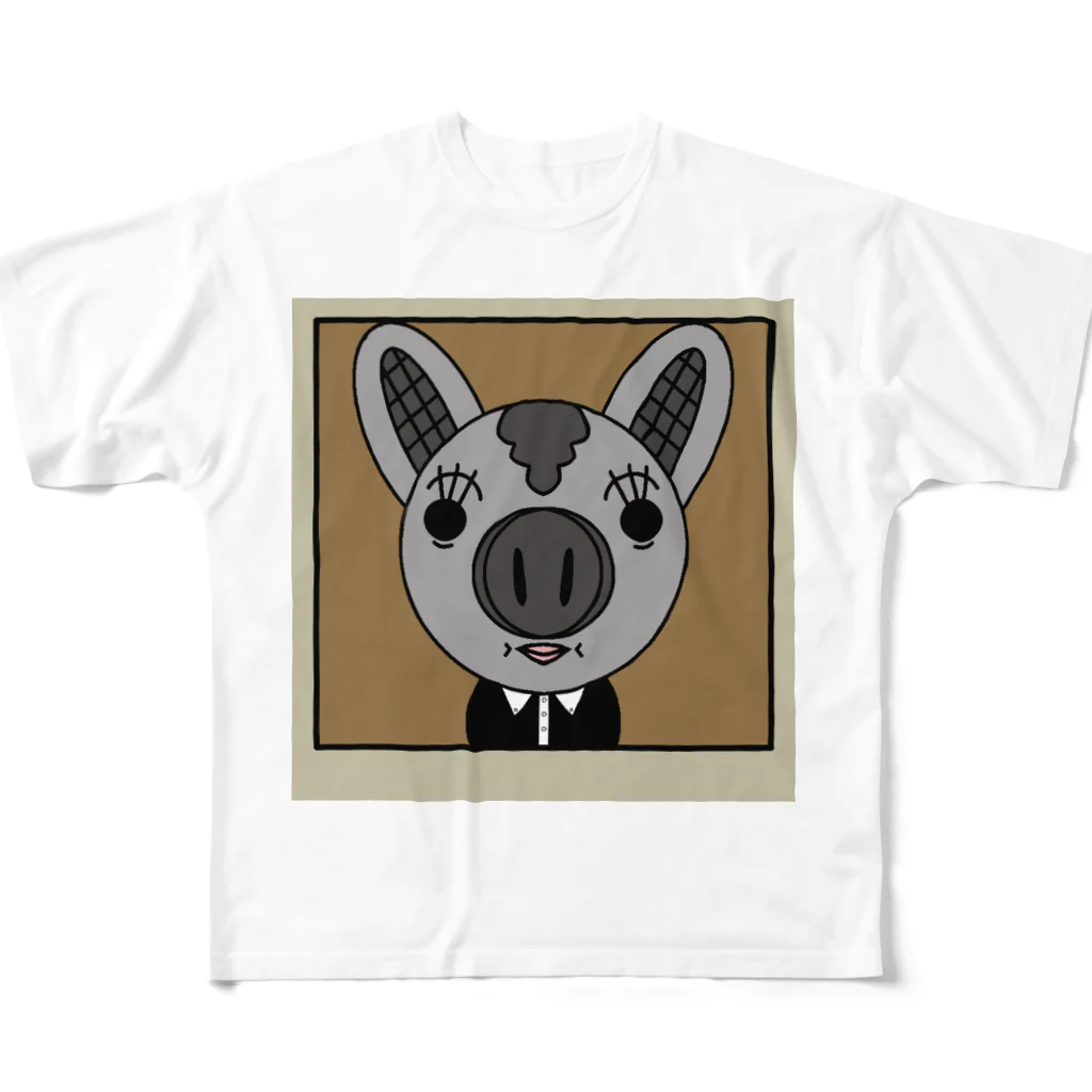 usa100のピキーン！うさぶた寝不足 All-Over Print T-Shirt